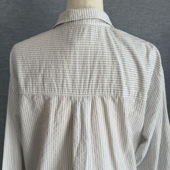 By Anthropologie Shirt Dress M White Striped Preppy Coastal Grandma Beachy Vacay - Picture 6 of 12